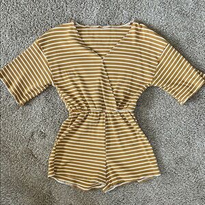 Yellow and white striped romper